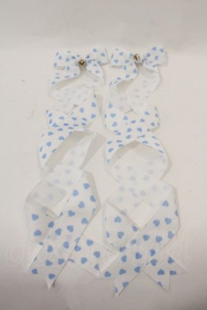 画像: LOTUS ribbon / ACC ハート柄リボンバレッタ  白Ｘ青 I-24-10-05-122-EL-AC-HD-ZT437