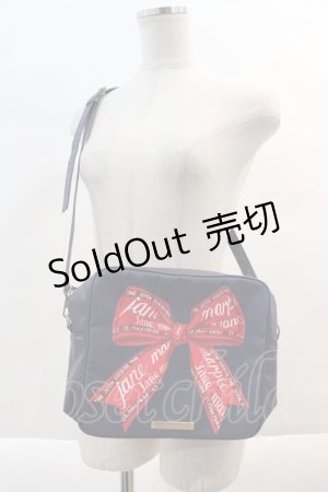 画像: 【SALE】Jane Marple / RIBBONスクエアショルダーバッグ  紺Ｘ赤 I-24-10-07-088-JM-BG-HD-ZT087