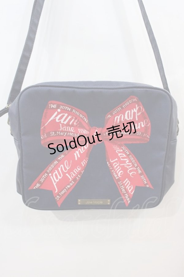 画像2: 【SALE】Jane Marple / RIBBONスクエアショルダーバッグ  紺Ｘ赤 I-24-10-07-088-JM-BG-HD-ZT087 (2)