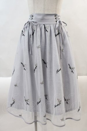 画像: axes femme POETIQUE / ローズ刺繍チュールスカート  グレー I-24-10-12-062-AX-SK-HD-ZS