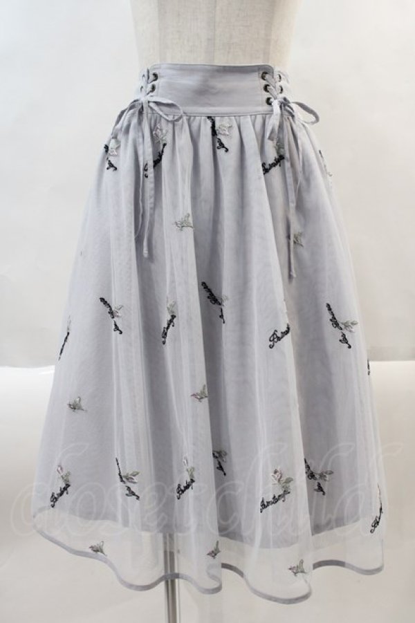 画像1: axes femme POETIQUE / ローズ刺繍チュールスカート  グレー I-24-10-12-062-AX-SK-HD-ZS (1)
