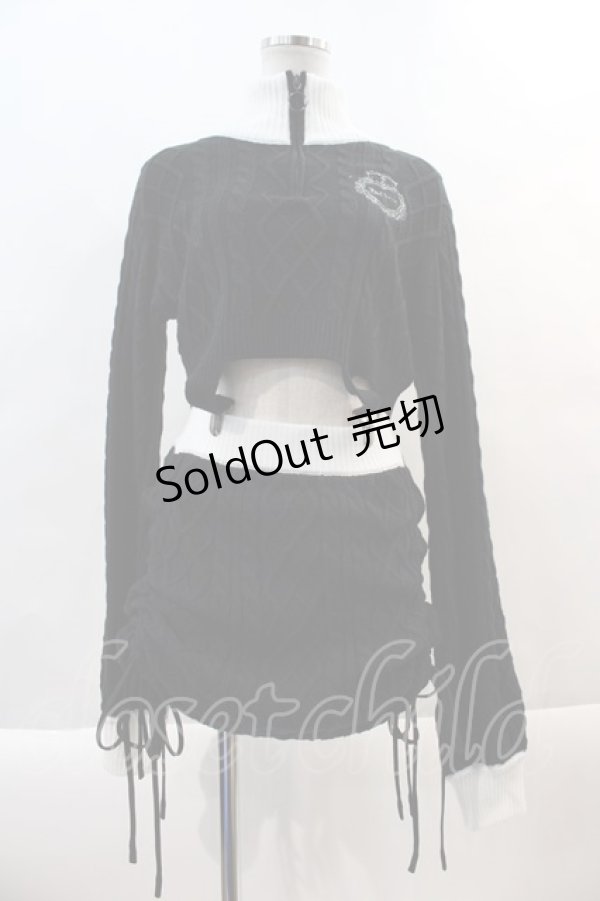 DimMoire / クロップドニットSETUP 黒Ｘ白 I-24-10-18-056-LO-OP-HD-ZI - closet child  オンラインショップ