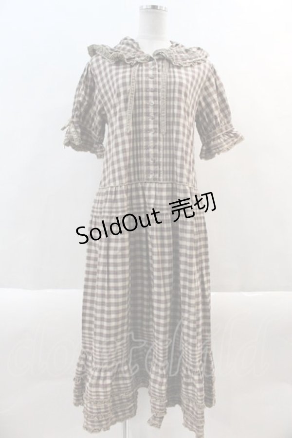 画像1: PINK HOUSE / フード付きタータンチェックワンピース  ブラウンチェック I-24-10-24-088-LO-OP-HD-ZT389 (1)