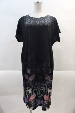 画像: abilletage / Tシャツワンピースバタフライ  黒 I-24-10-29-036-GO-OP-HD-ZT336