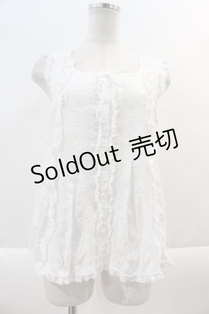 画像: PINK HOUSE / 薔薇刺繍レースノースリーブブラウス  白 I-24-11-01-006-LO-BL-HD-ZT033