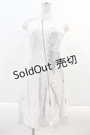 画像: Ozz oneste / 付け袖セットノースリーブフロントZIPワンピース  白Ｘ紫 I-24-11-01-069-OO-OP-HD-ZS