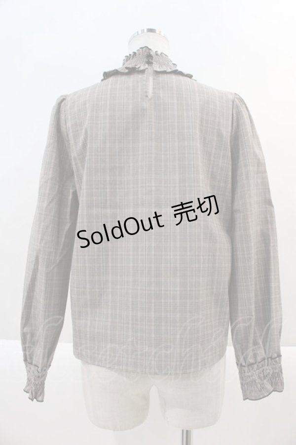 画像2: Rojita / スタンドカラーリボンブローチ付ブラウス  ブラウン I-24-11-14-005-LO-BL-HD-ZT021 (2)