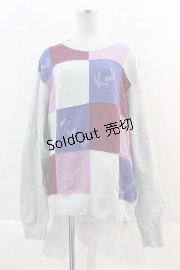 画像1: Karl Helmut / パッチワークスウェット L サックスＸ青Ｘ紫Ｘボルドー I-24-11-18-048-EL-TO-HD-ZI (1)