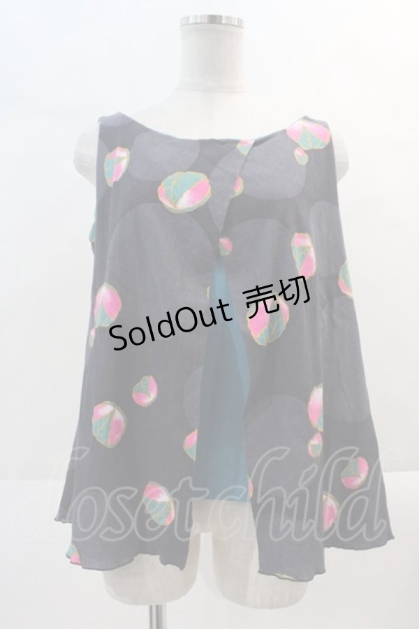 画像1: 【SALE】T.KUNITOMO HIME / 桜餅プリントトップス  グリーン I-24-11-19-079-EL-TO-HD-ZT336 (1)