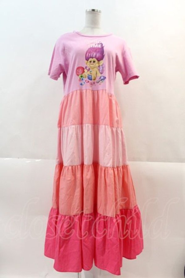 画像1: LAND by MILKBOY / TROLLS MUNCH TIME LONG TEE DRESS  ピンク I-24-11-22-027-MB-OP-HD-ZT329 (1)