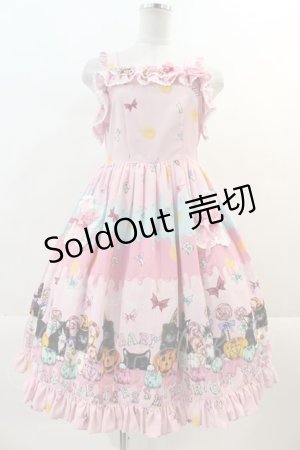 画像: BABY,THE STARS SHINE BRIGHT / Soiree Au Chat Noir柄お星さまジャンパースカート  ピンク I-24-11-24-053-BA-OP-HD-ZY