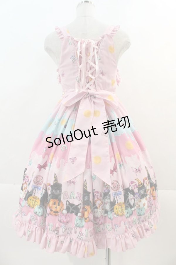 画像2: BABY,THE STARS SHINE BRIGHT / Soiree Au Chat Noir柄お星さまジャンパースカート  ピンク I-24-11-24-053-BA-OP-HD-ZY (2)