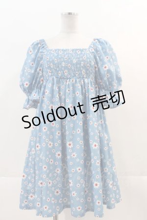 画像: Candy Stripper / TINY DAISY PUFF SLEEVE DRESS  青 I-24-11-24-081-PU-OP-HD-ZT329