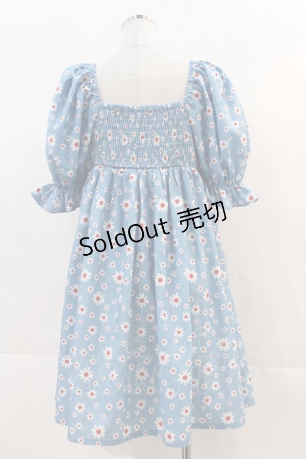 画像2: Candy Stripper / TINY DAISY PUFF SLEEVE DRESS  青 I-24-11-24-081-PU-OP-HD-ZT329 (2)