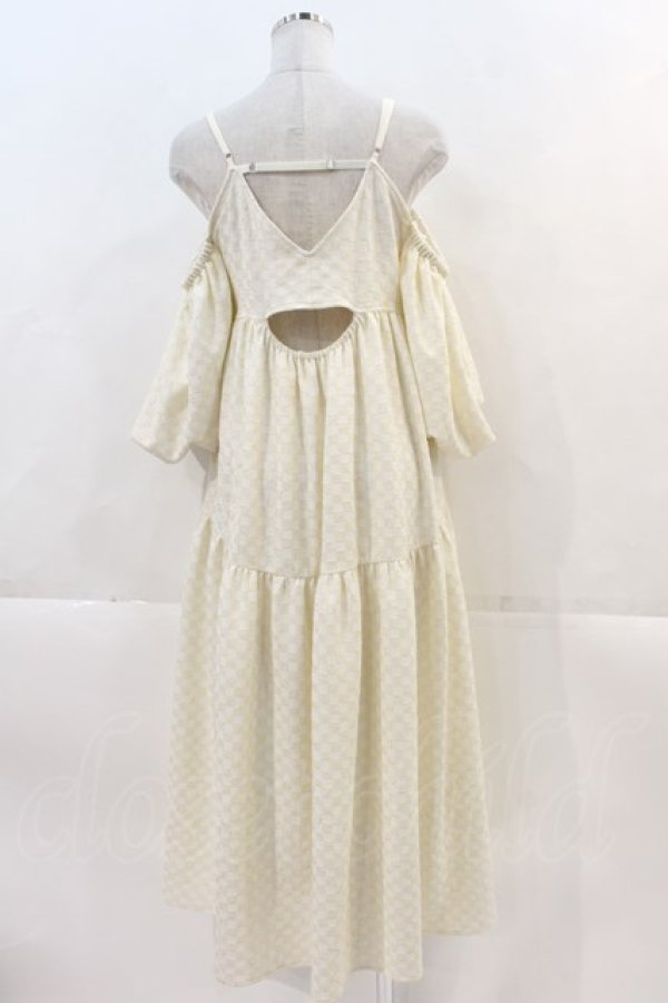 画像2: Candy Stripper / CHECKERED FLAG OFF SHOULDER DRESS  アイボリー I-24-11-24-085-PU-OP-HD-ZT228 (2)