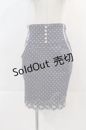 画像: an another angelus / ドット&裾バラ刺繍ミニタイトスカート  ネイビー I-24-11-24-107-CA-SK-HD-ZI