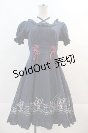 画像: Amavel / ティーセット刺繍コットンワンピース  ネイビー I-24-11-29-068-CA-OP-HD-ZI