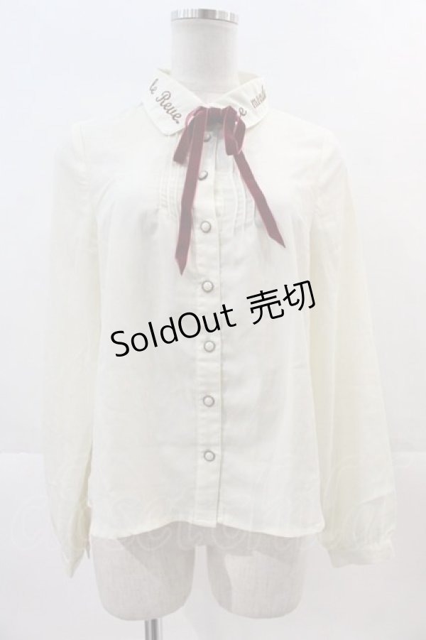 画像1: 【SALE】Amavel / 刺繍襟リボンタイ付きブラウス  生成りＸ赤 I-24-11-29-010-CA-BL-HD-ZT021 (1)