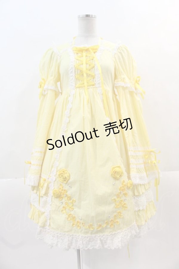 画像1: BABY,THE STARS SHINE BRIGHT / ギンガムチェック巻きバラドールワンピースセット  イエローチェック I-24-12-01-065-BA-OP-HD-ZI (1)