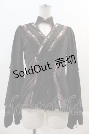 画像: Ozz oneste / チャイナチョーカー風着物合わせコルセットトップス  ブラック I-24-12-02-024-OO-TO-HD-ZS