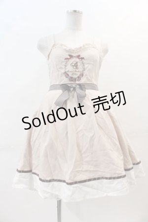 画像: Amavel / ストロベリー刺繍リボンジャンパースカート  ベージュＸ赤 I-24-12-09-054-CA-OP-HD-ZI