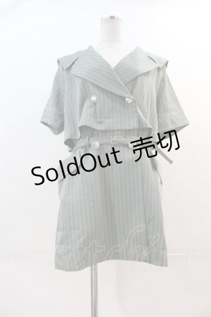 画像: axes femme POETIQUE / ２ｗａｙビッグ襟半袖ジャケット  グリーン I-24-12-09-069-AX-JA-HD-ZS