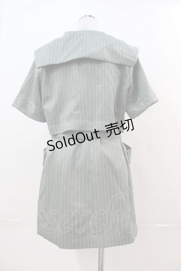 画像2: axes femme POETIQUE / ２ｗａｙビッグ襟半袖ジャケット  グリーン I-24-12-09-069-AX-JA-HD-ZS (2)