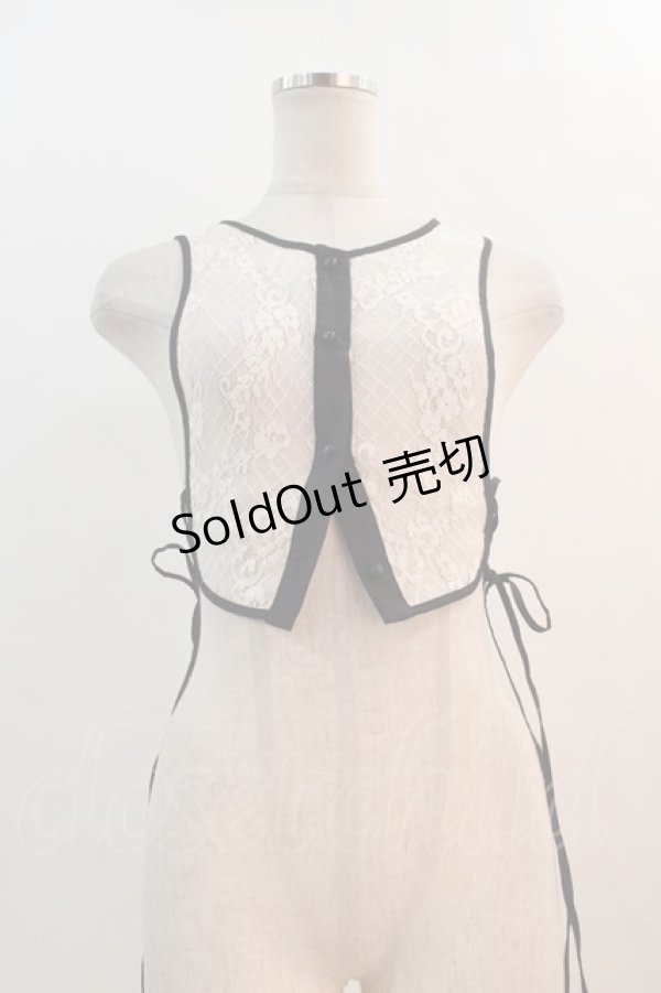 画像1: axes femme POETIQUE / サイドレースアップベスト  白Ｘ黒 I-24-12-09-087-AX-TO-HD-ZI (1)