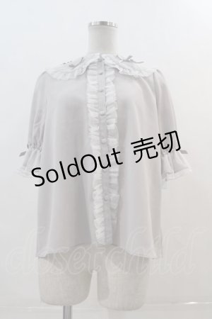 画像: axes femme kawaii / プチリボン半袖ブラウス  グレー I-24-12-09-020-AX-BL-AS-OS