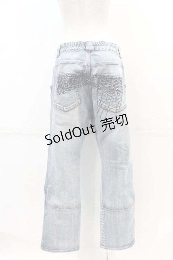 画像2: ALGONQUINS / クラッシュデザインデニムパンツ  青デニム I-24-12-13-118-AL-PA-HD-ZI (2)