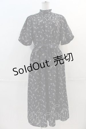 画像: axes femme / スタンド襟小花柄ワンピース L 黒 I-24-12-18-077-AX-OP-SZ-ZI