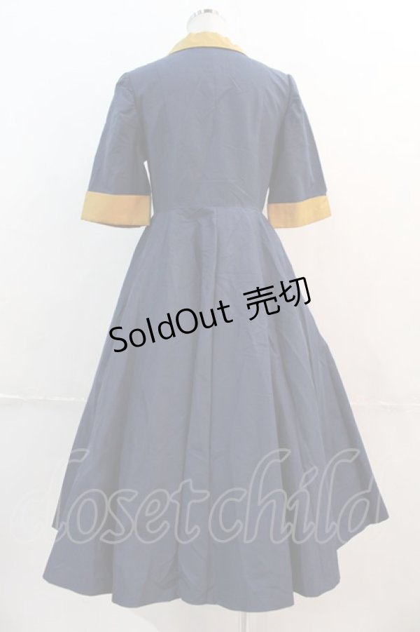 画像2: Perla nell' ostrica / 半袖シャツワンピース  ネイビーＸイエロー I-24-12-20-069-EL-OP-HD-ZT447 (2)