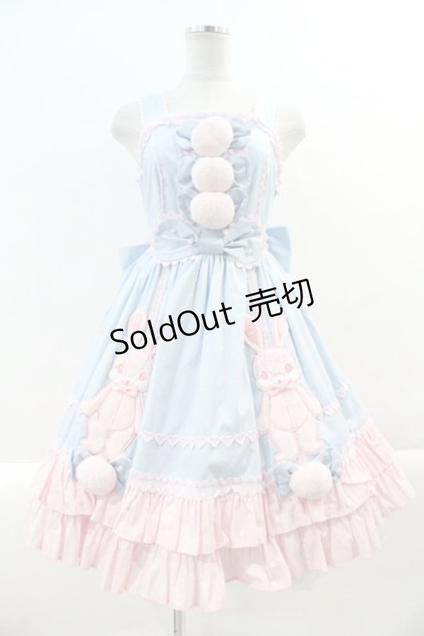 画像1: Angelic Pretty / なかよしバニージャンパースカート  サックスＸピンク I-24-12-27-065-AP-OP-HD-ZI (1)