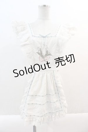 画像: Hoshibako Works / ベルスーズすずらん刺繍エプロン  白Ｘサックス I-24-12-27-068-EL-OP-HD-ZI