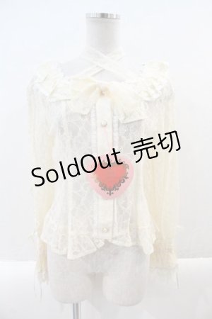 画像: BABY,THE STARS SHINE BRIGHT / Be My Valentine お花レースアップブラウス  生成り I-24-12-27-025-BA-BL-HD-OS