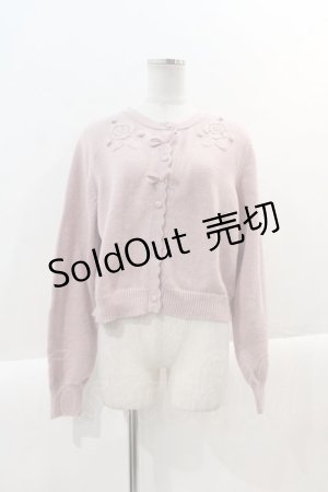 画像: m petit by misako / バラ刺繍ニットカーディガン  ピンク I-25-01-05-019-LO-TO-HD-ZI