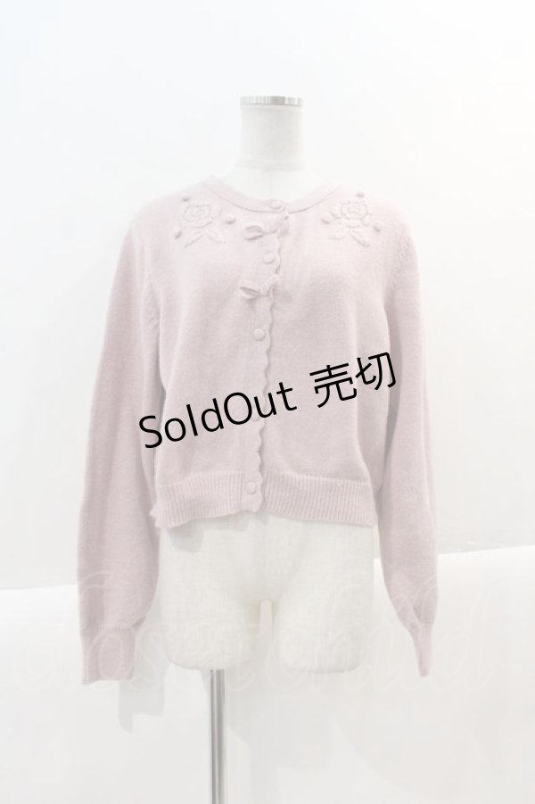 画像1: m petit by misako / バラ刺繍ニットカーディガン  ピンク I-25-01-05-019-LO-TO-HD-ZI (1)