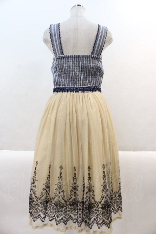 画像2: axes femme / 裾刺繍チュールワンピース M ブルー×ベージュ I-25-01-10-066-AX-OP-HD-ZT375 (2)