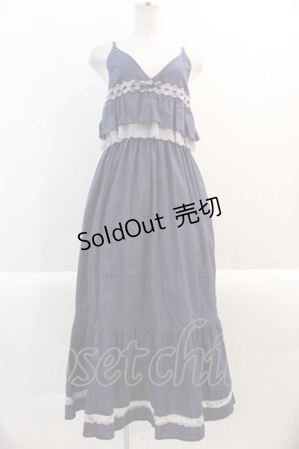 画像1: 【SALE】axes femme / キャミフリルマキシワンピース M 紺 I-25-01-10-078-AX-OP-SZ-ZT383 (1)