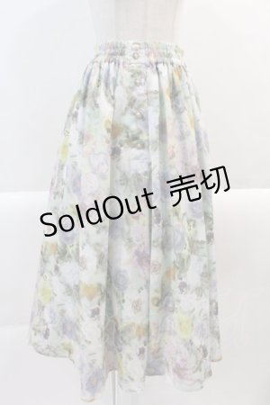 画像: axes femme / ぼかし花柄ロングスカート M グリーン I-25-01-10-115-AX-SK-HD-ZT365
