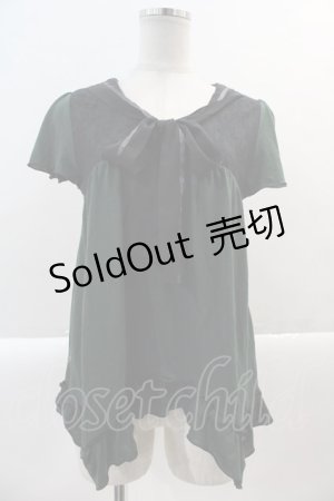画像: axes femme / スカーフ風レース切替カットソー M グリーン I-25-01-13-078-AX-TO-HD-ZI