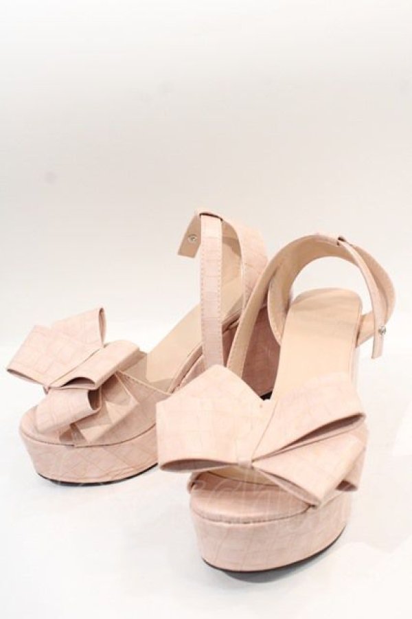 画像1: lilLilly / リボンウェッジサンダル M ピンク I-25-01-16-048-LO-SH-HD-ZT387 (1)