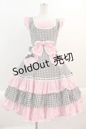 画像: Angelic Pretty / ギンガムシャーベットジャンパースカート  黒Ｘピンク I-25-01-16-069-AP-OP-HD-ZI