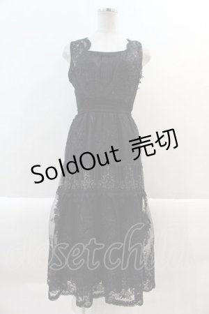 画像: Rozen Kavalier / チュール刺繍ロングジャンパースカート  黒Ｘ白 I-25-01-16-092-OO-OP-HD-ZS