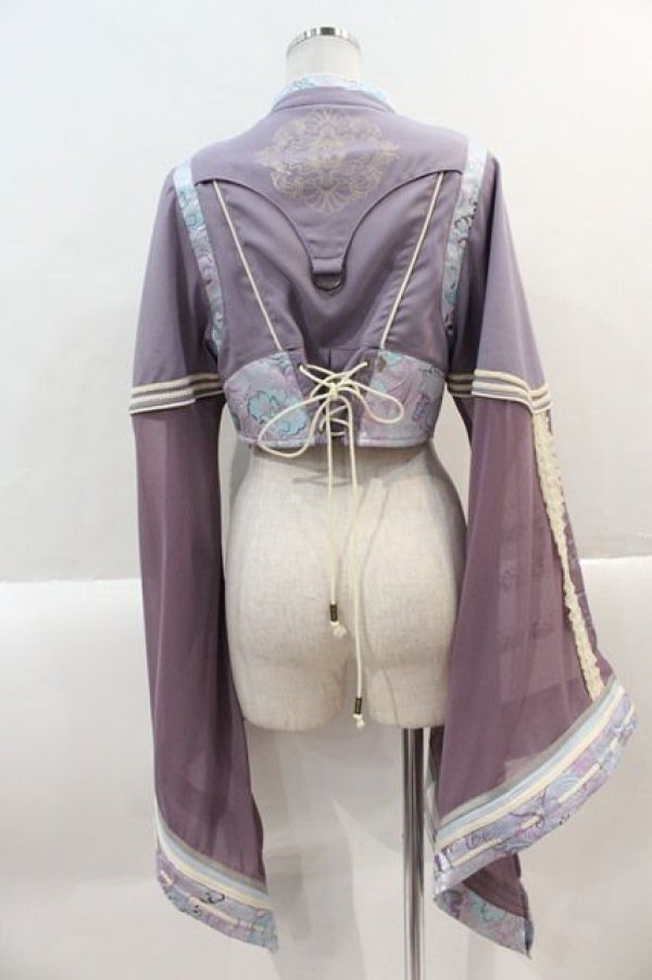 画像2: Ozz oneste / フラワー刺繍ハイネック着物袖ボレロ  パープル I-25-01-18-013-OO-BL-HD-ZS (2)