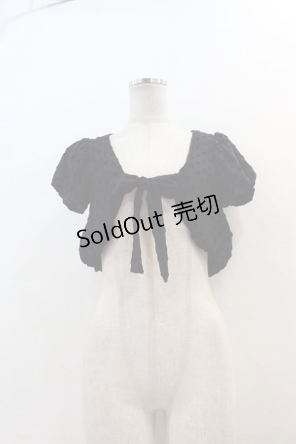 画像1: BPN / フロッキードット半袖ボレロ  黒 I-25-01-18-023-GO-TO-HD-ZI (1)