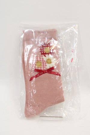 画像: PINK HOUSE / ひな菊コサージュ柄ソックス  ピンク I-25-01-20-036-LO-ZA-HD-ZI