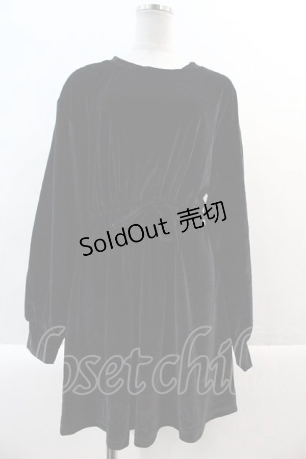 画像1: NieR Clothing / ベルベットワンピース  黒Ｘ白 I-25-01-21-053-PU-OP-HD-ZI (1)