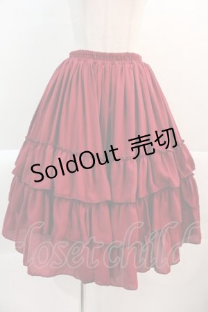画像: ATELIER PIERROT / Three-Tiered Ruffle Chiffon Skirt  ボルドー I-25-01-21-068-EL-SK-HD-ZI