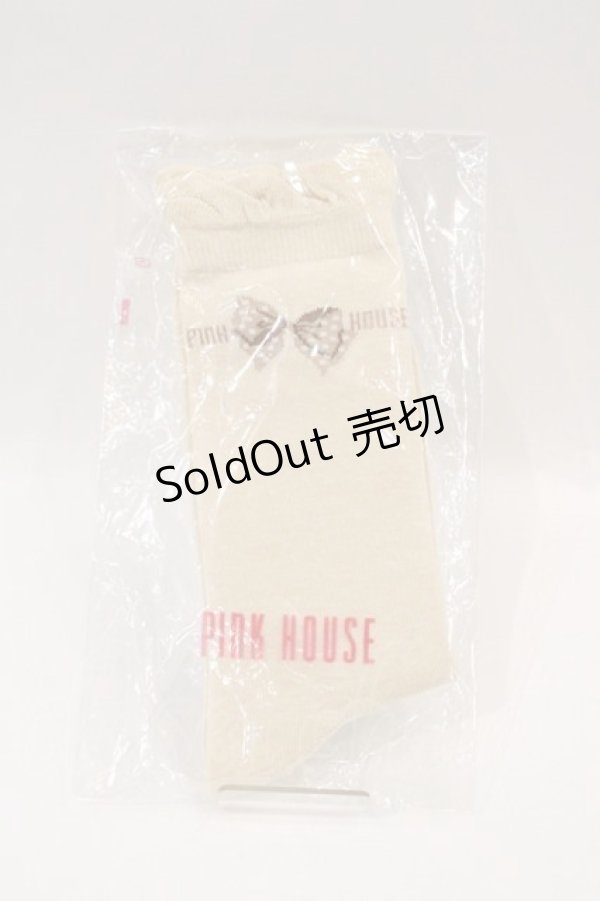 画像1: PINK HOUSE / ドットリボン柄ソックス  ベージュ I-25-01-24-118-LO-ZA-HD-ZI (1)